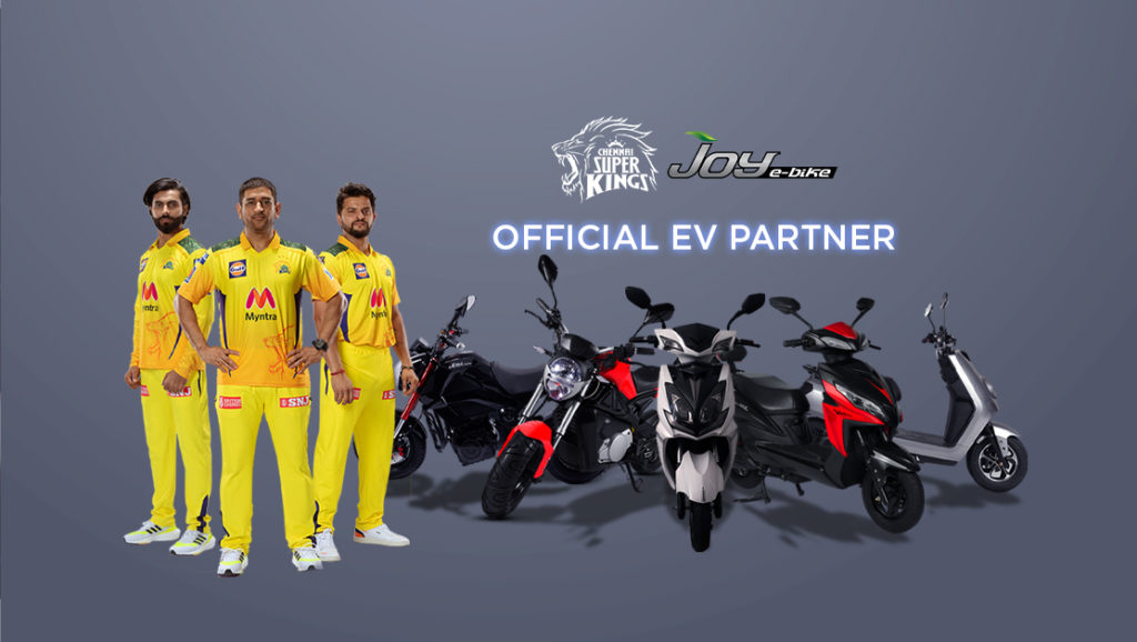 Joy e-bike becomes CSK’s official electric vehicle partner for the upcoming IPL 2021